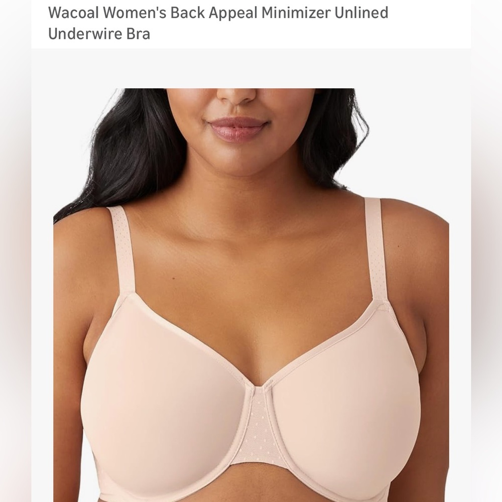 Wacoal Back Appeal underwire minimizer bra unlined 34DDD rose dust